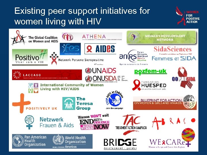 Existing peer support initiatives for women living with HIV 