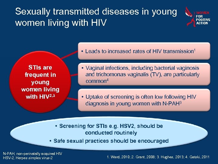 Sexually transmitted diseases in young women living with HIV • Leads to increased rates