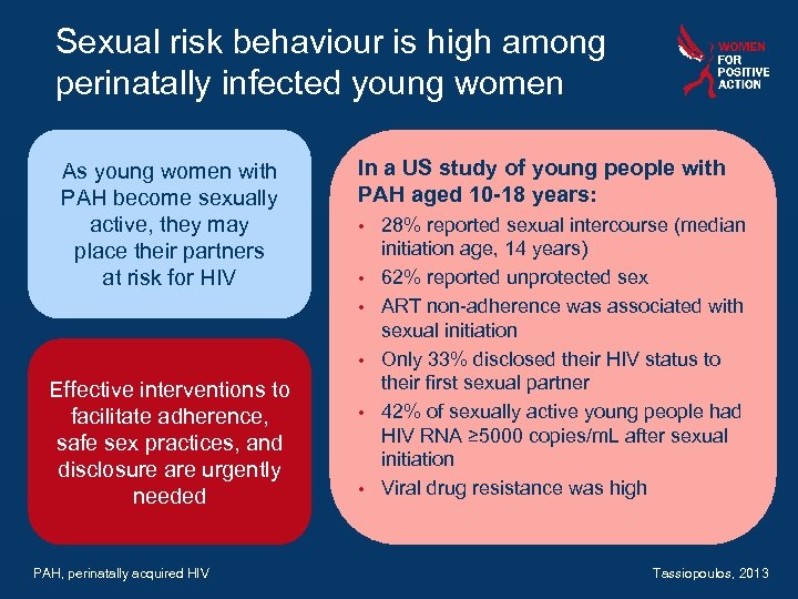 Sexual risk behaviour is high among perinatally infected young women As young women with