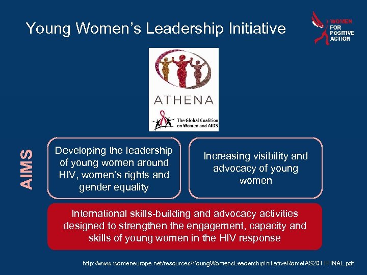 AIMS Young Women’s Leadership Initiative Developing the leadership of young women around HIV, women’s
