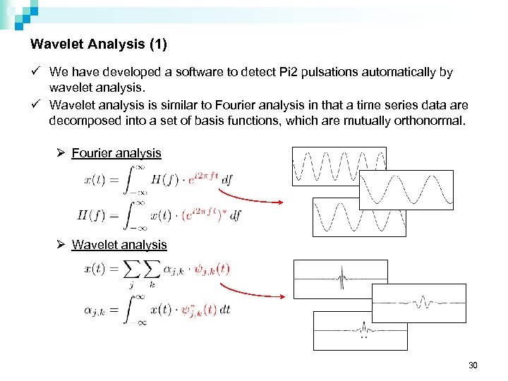 Wavelet Analysis (1) ü We have developed a software to detect Pi 2 pulsations