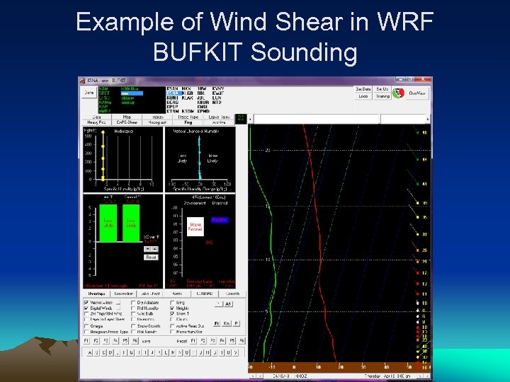 Example of Wind Shear in WRF BUFKIT Sounding 