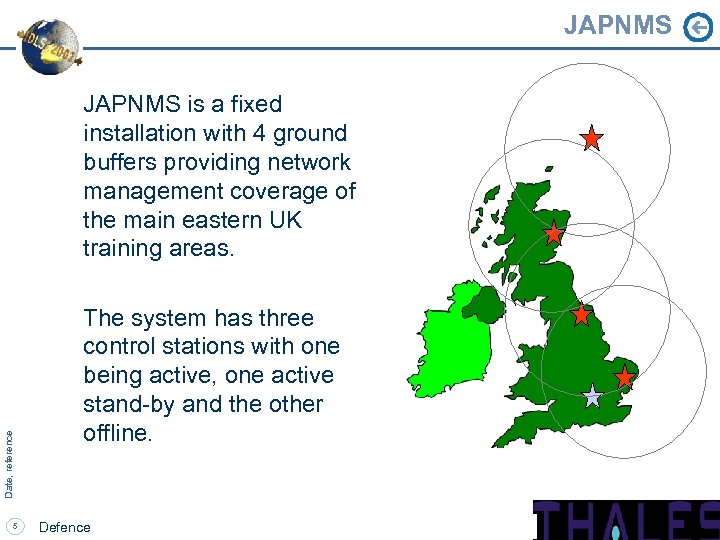 JAPNMS Date, reference JAPNMS is a fixed installation with 4 ground buffers providing network