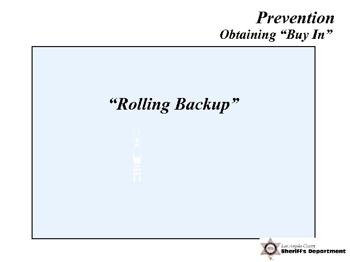 Prevention Obtaining “Buy In” “Rolling Backup” 
