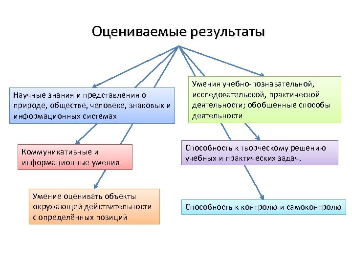 Оцениваемые результаты Научные знания и представления о природе, обществе, человеке, знаковых и информационных системах