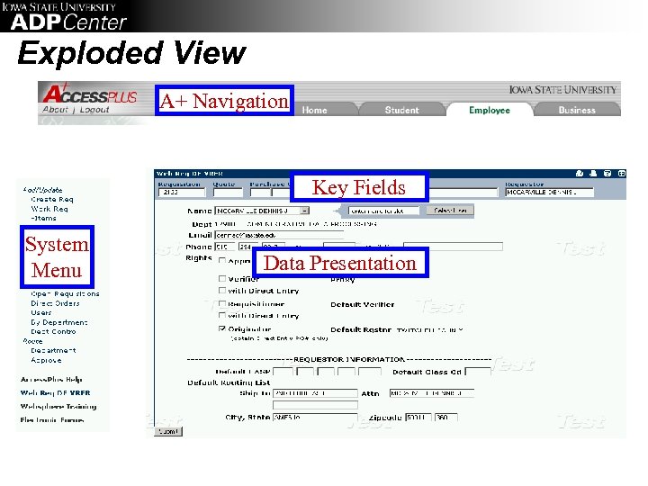 Exploded View A+ Navigation Key Fields System Menu Data Presentation 