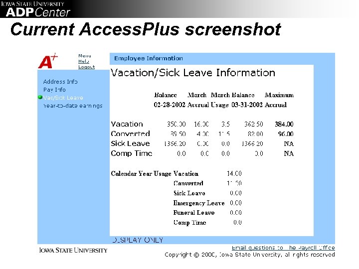 Current Access. Plus screenshot 