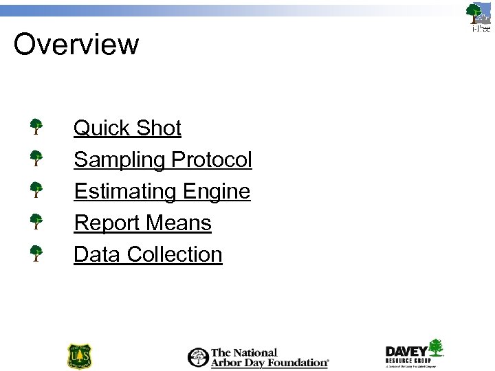 Overview Quick Shot Sampling Protocol Estimating Engine Report Means Data Collection 