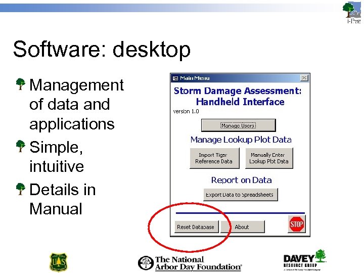 Software: desktop Management of data and applications Simple, intuitive Details in Manual 