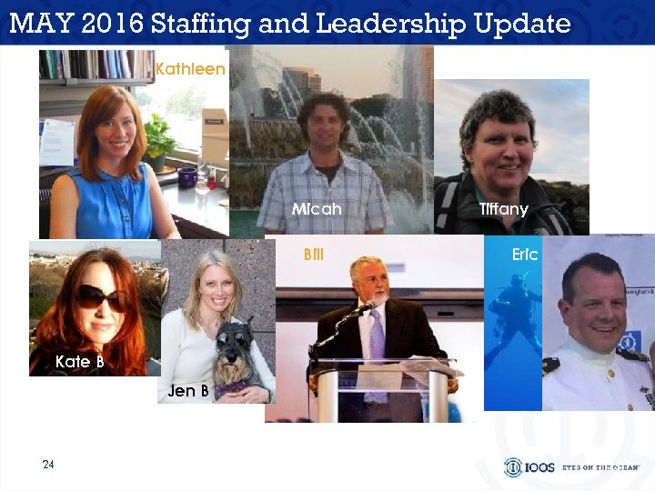 MAY 2016 Staffing and Leadership Update Kathleen Micah Bill Tiffany Eric Kate B Jen
