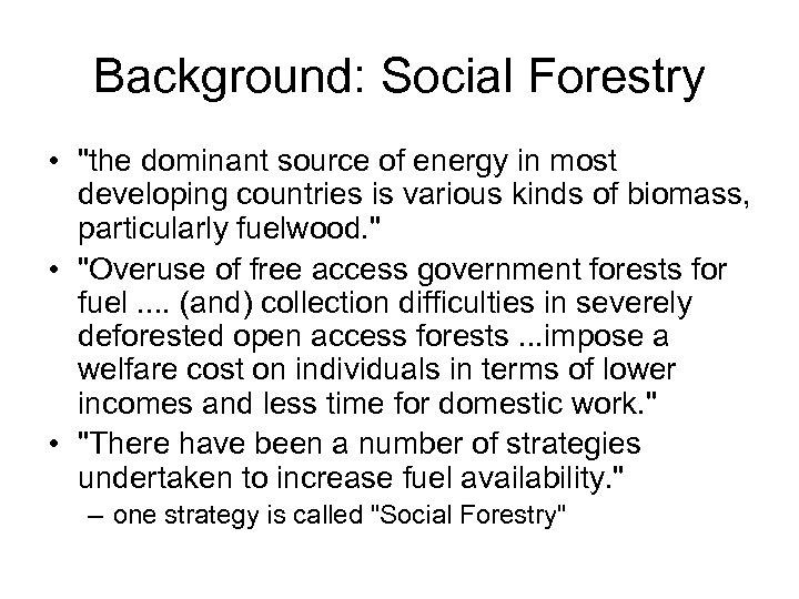 Background: Social Forestry • 