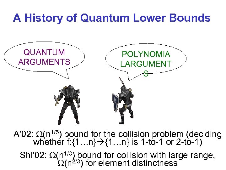 A History of Quantum Lower Bounds QUANTUM ARGUMENTS POLYNOMIA LARGUMENT S A’ 02: (n