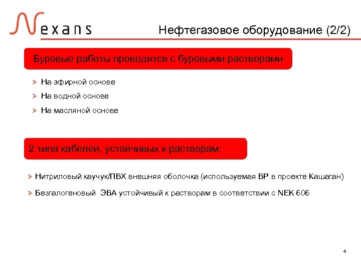 Нефтегазовое оборудование (2/2) Буровые работы проводятся с буровыми растворами Ø На эфирной основе Ø