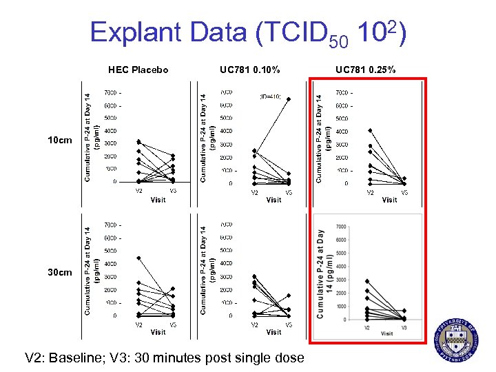 Explant Data (TCID 50 102) HEC Placebo UC 781 0. 10% 10 cm 30