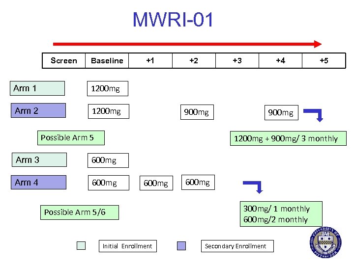 MWRI-01 Screen Baseline Arm 1 1200 mg +2 +3 +4 +5 1200 mg Arm