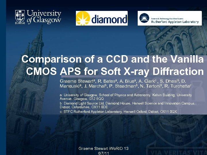 Comparison of a CCD and the Vanilla CMOS APS for Soft X-ray Diffraction Graeme