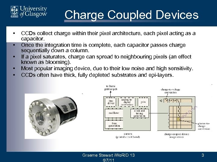 Charge Coupled Devices • • • CCDs collect charge within their pixel architecture, each