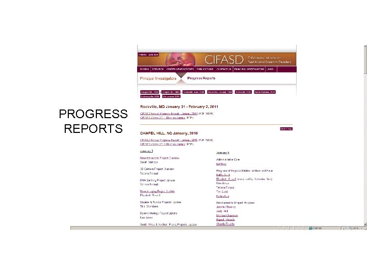 PROGRESS REPORTS 