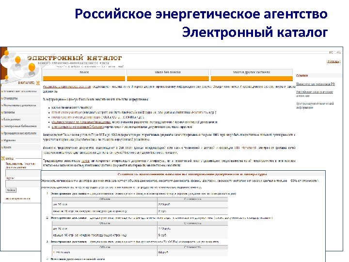 Российское энергетическое агентство Электронный каталог 
