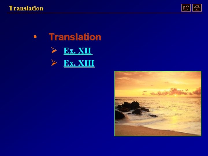 Translation • Translation Ø Ex. XIII 
