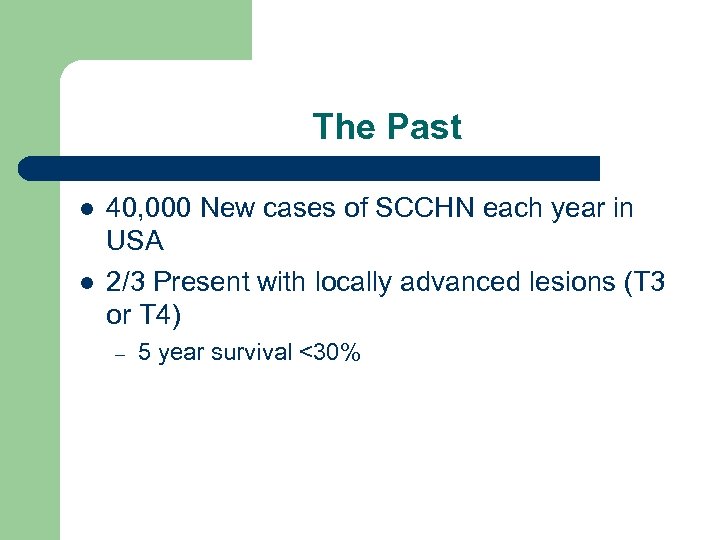 The Past l l 40, 000 New cases of SCCHN each year in USA