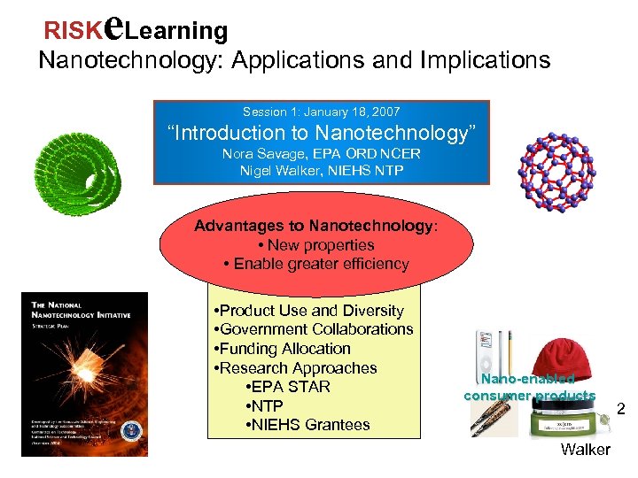 e RISK Learning Nanotechnology: Applications and Implications Session 1: January 18, 2007 “Introduction to