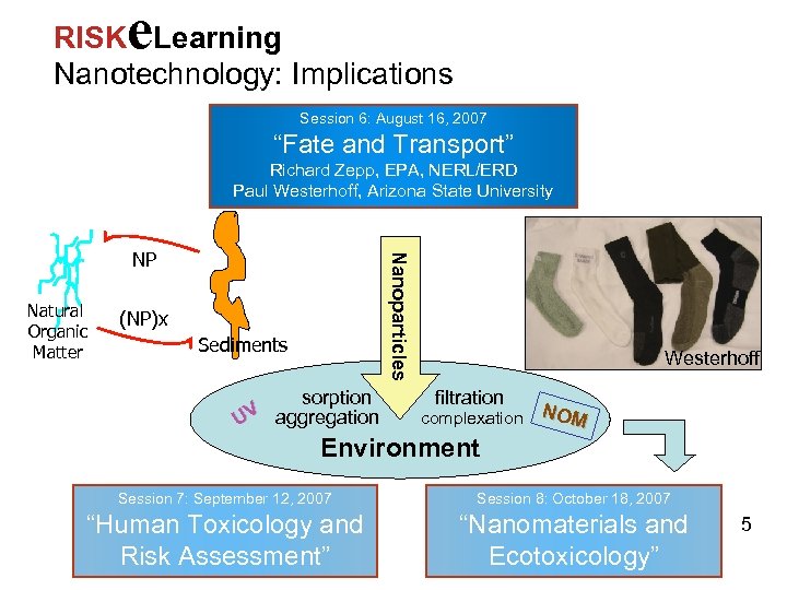 e RISK Learning Nanotechnology: Implications Session 6: August 16, 2007 “Fate and Transport” Richard