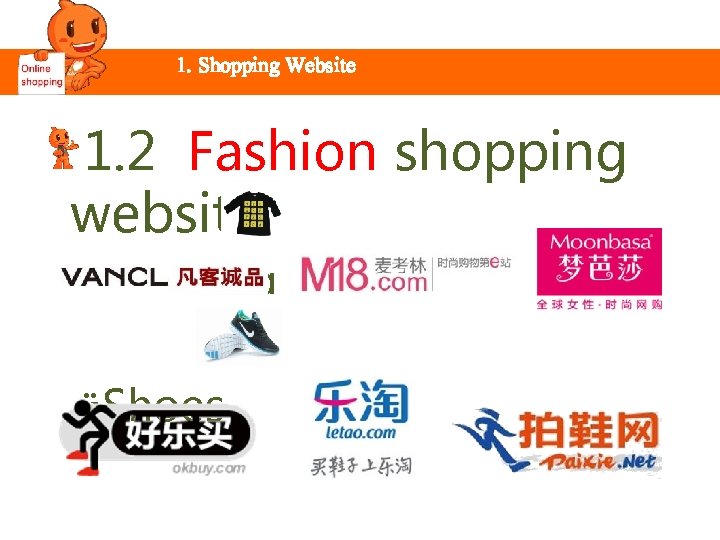 1. Shopping Website 1. 2 Fashion shopping website üClothing üShoes 
