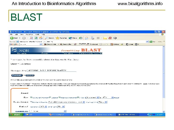 An Introduction to Bioinformatics Algorithms BLAST www. bioalgorithms. info 