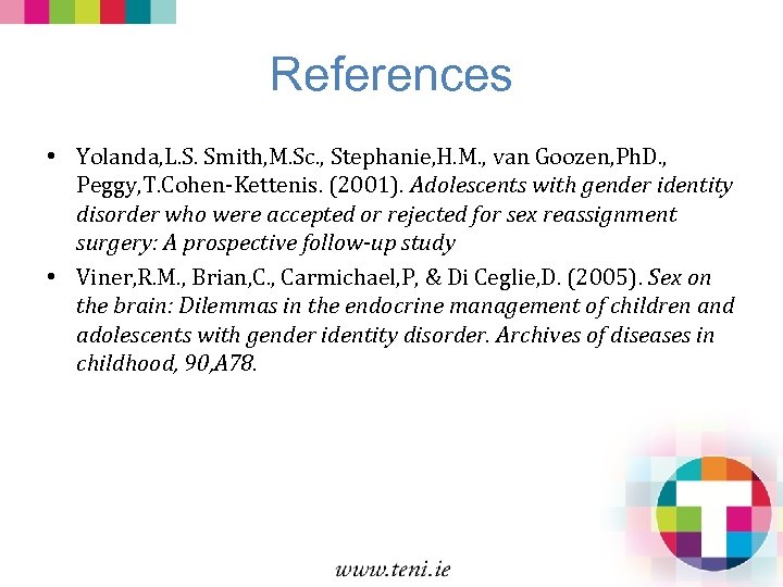 References • Yolanda, L. S. Smith, M. Sc. , Stephanie, H. M. , van