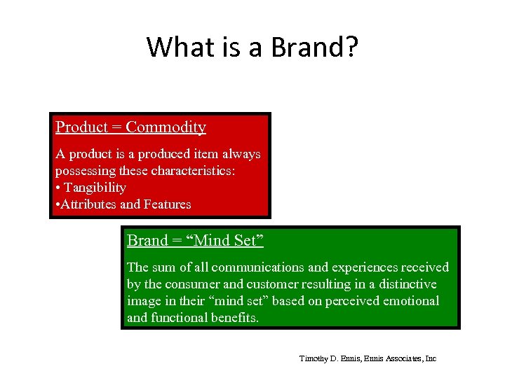 What is a Brand? Product = Commodity A product is a produced item always