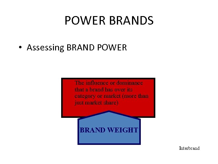 POWER BRANDS • Assessing BRAND POWER The influence or dominance that a brand has