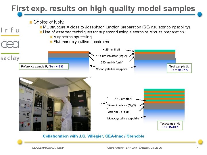 First exp. results on high quality model samples Choice of Nb. N: ML structure