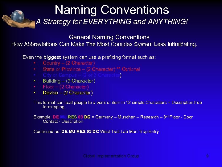 Naming Conventions A Strategy for EVERYTHING and ANYTHING! General Naming Conventions How Abbreviations Can