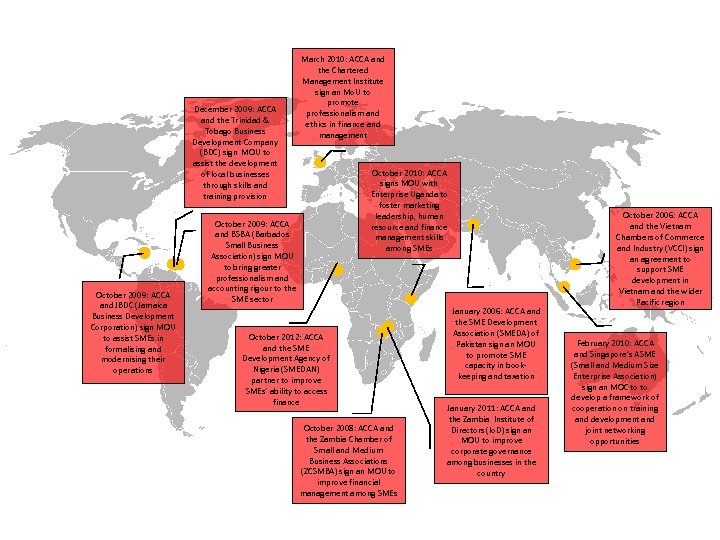 December 2009: ACCA and the Trinidad & Tobago Business Development Company (BDC) sign MOU