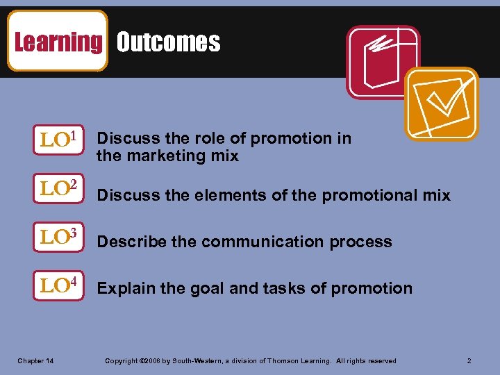 Learning Outcomes LO 1 Discuss the role of promotion in the marketing mix LO