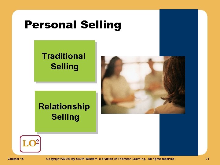 Personal Selling Traditional Selling Relationship Selling LO 2 Chapter 14 Copyright © 2008 by