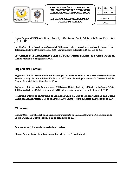 MANUAL ESPECÍFICO DE OPERACIÓN DEL COMITÉ TÉCNICO INTERNO DE ADMINISTRACIÓN DE DOCUMENTOS DE LA