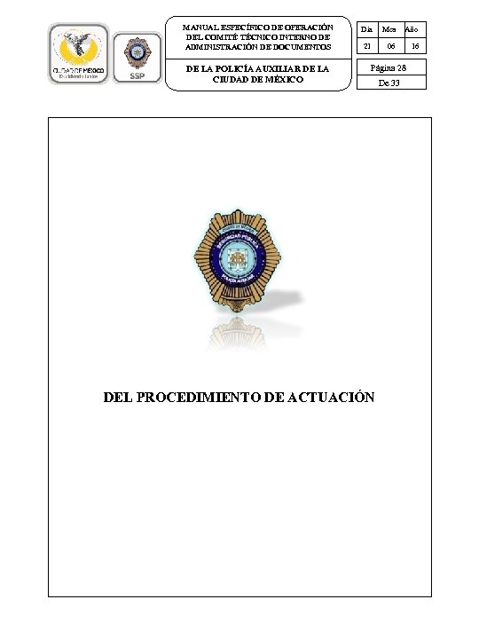 MANUAL ESPECÍFICO DE OPERACIÓN DEL COMITÉ TÉCNICO INTERNO DE ADMINISTRACIÓN DE DOCUMENTOS DE LA