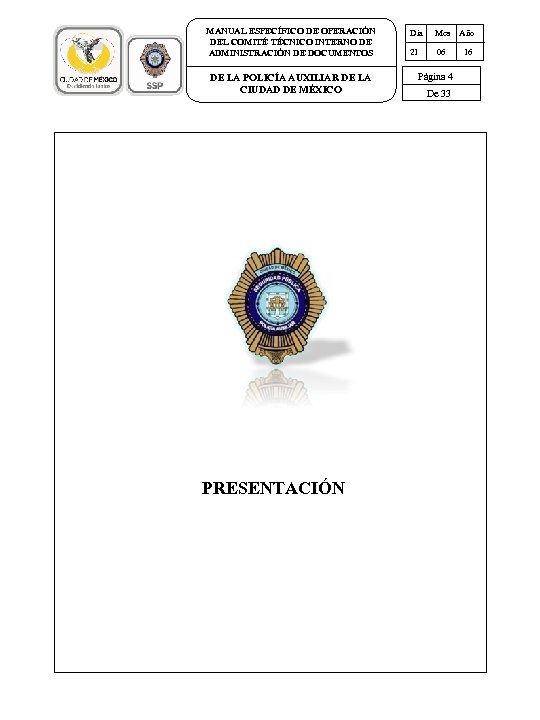 MANUAL ESPECÍFICO DE OPERACIÓN DEL COMITÉ TÉCNICO INTERNO DE ADMINISTRACIÓN DE DOCUMENTOS DE LA