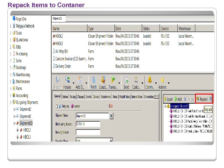 Repack Items to Contaner 