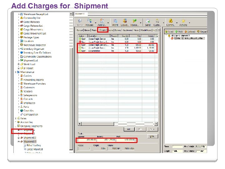 Add Charges for Shipment 