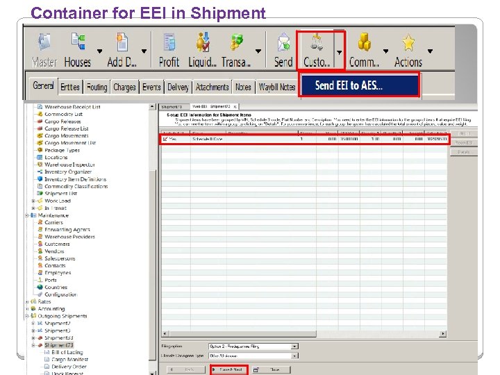 Container for EEI in Shipment 