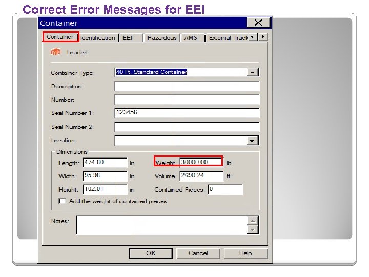 Correct Error Messages for EEI 