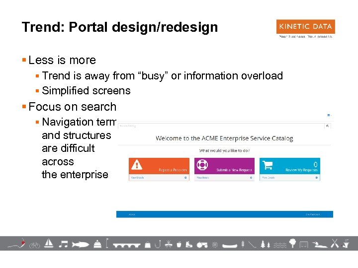 Trend: Portal design/redesign § Less is more § Trend is away from “busy” or