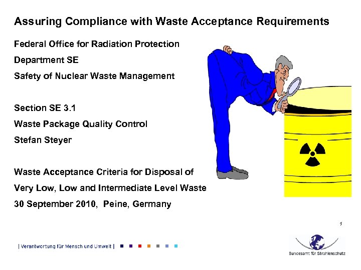 Assuring Compliance with Waste Acceptance Requirements Federal Office for Radiation Protection Department SE Safety