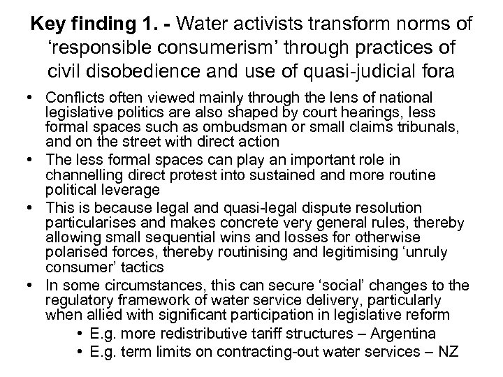 Key finding 1. - Water activists transform norms of ‘responsible consumerism’ through practices of