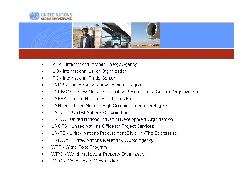 • IAEA - International Atomic Energy Agency • ILO - International Labor Organization