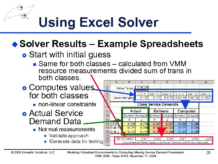 Using Excel Solver u Solver £ Start with initial guess n £ Same for