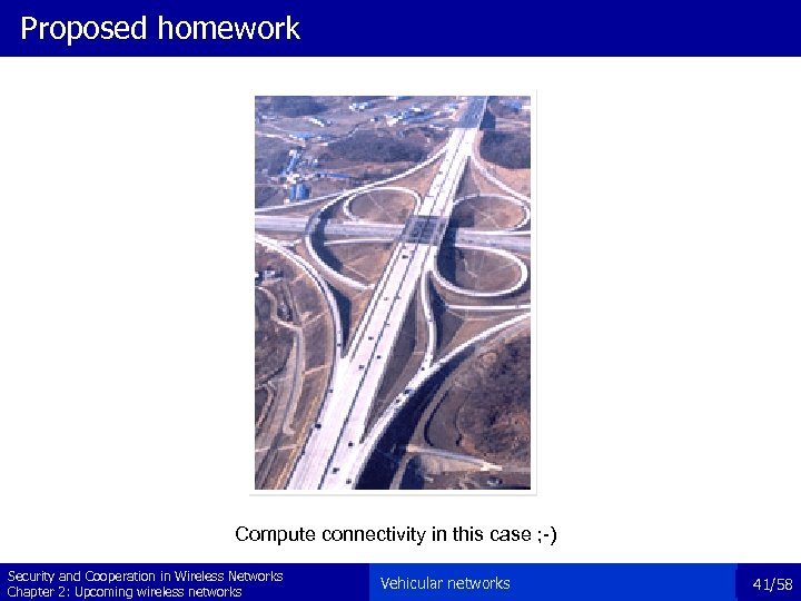 Proposed homework Compute connectivity in this case ; -) Security and Cooperation in Wireless